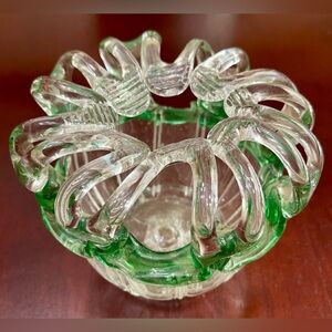 Antique hand blown glass bride's bank or flower frog